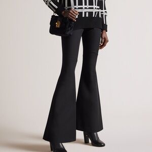 Ted Baker Black Bevis High Waisted Kick Flare Pull On Wide Leg Pants Retro
